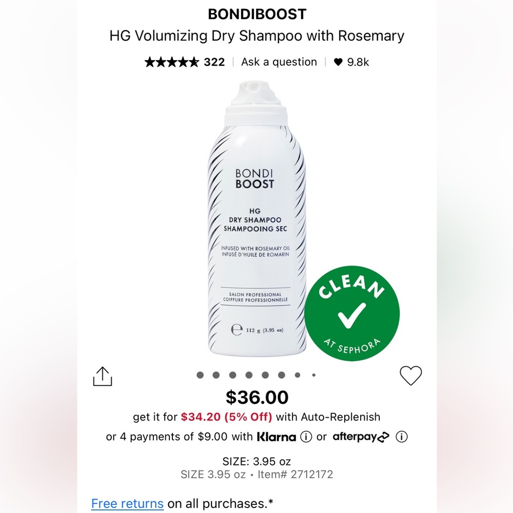 3/$40 BondiBoost HG Volumizing Dry Shampoo